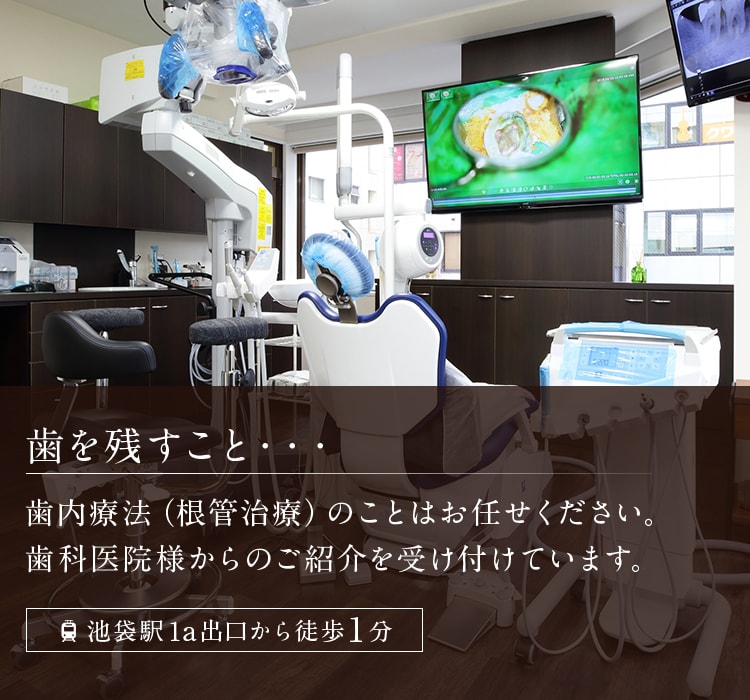 歯を残すこと・・・歯内療法（根管治療）のことはお任せください。歯科医院様からのご紹介を受け付けています。